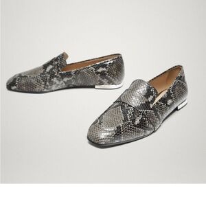 Massimo Dutti Leather Snake Loafers Size 38